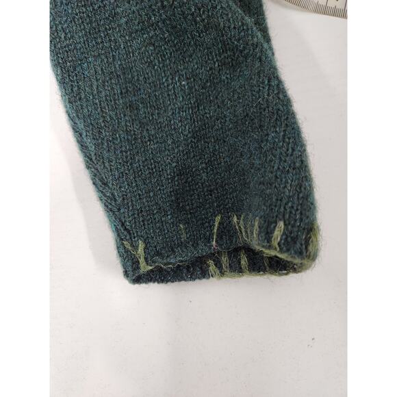 Vtg. L.L.Bean Women's Shetland Wool Embroidered Fall Leaf, Size M, Forest Green - Picture 12 of 13